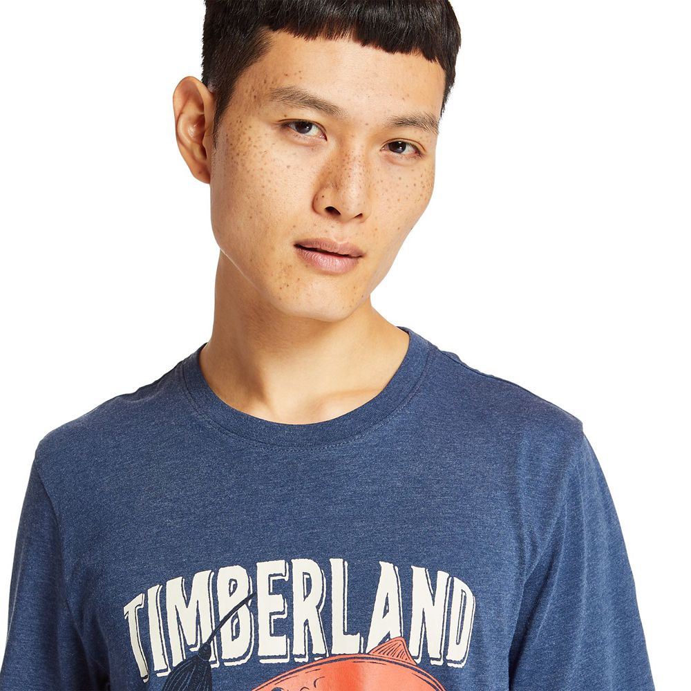 Camisetas Timberland Hombre Backwoods Storytelling Azules - Chile JKE-986520